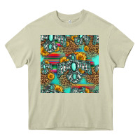 Mossy western turquoise thunderbird seamless pattern Heavy Core Tee - HRA Design Shop