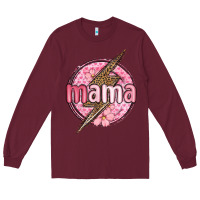 Burgundy mama lightning bolt valentine s day Long Sleeve Tee - MaliasSmallBusiness