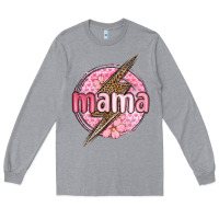 Heather Grey mama lightning bolt valentine s day Long Sleeve Tee - MaliasSmallBusiness