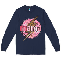 Navy mama lightning bolt valentine s day Long Sleeve Tee - MaliasSmallBusiness