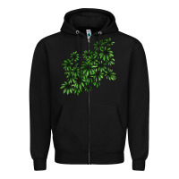 Black Botanical Schefflera Illustrations Zipper Hoodie - LillyAllenDesigns