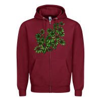 Burgundy Botanical Schefflera Illustrations Zipper Hoodie - LillyAllenDesigns