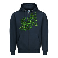 Navy Botanical Schefflera Illustrations Zipper Hoodie - LillyAllenDesigns