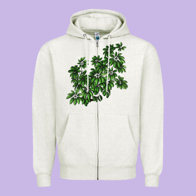 Botanical Schefflera Illustrations Zipper Hoodie Designed By Lillyallendesigns