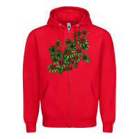 Red Botanical Schefflera Illustrations Zipper Hoodie - LillyAllenDesigns