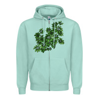 Seafoam Botanical Schefflera Illustrations Zipper Hoodie - LillyAllenDesigns