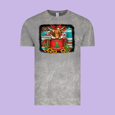 Hot Coco Christmas Highland Cow With Background Vintage Tee Designed By Jasminsmagicworld