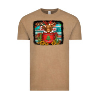 Vintage Coffee hot coco christmas highland cow with background Vintage Tee - Jasminsmagicworld