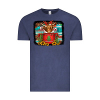 Vintage Denim hot coco christmas highland cow with background Vintage Tee - Jasminsmagicworld