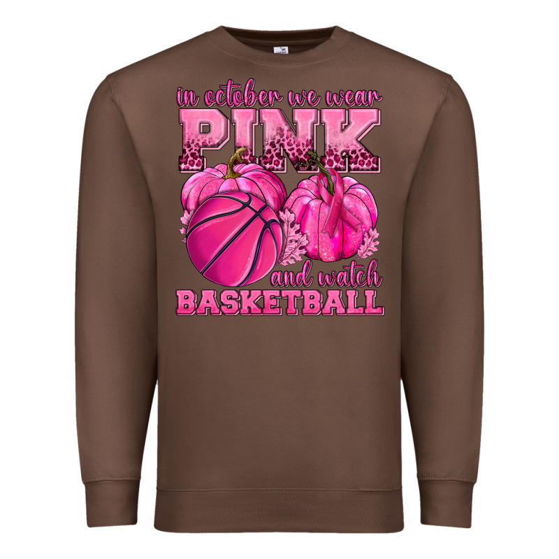 In October We Wear Pink And Watch Basketball Premium Sweatshirt by texasbilliewilder | Teevron