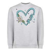 Heather Grey mom with heart and flowers Heavyweight Sweatshirt - MaliasSmallBusiness