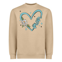 Mushroom mom with heart and flowers Heavyweight Sweatshirt - MaliasSmallBusiness
