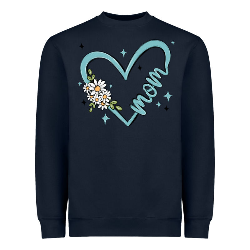 Mom With Heart And Flowers Heavyweight Sweatshirt by MaliasSmallBusiness | Teevron