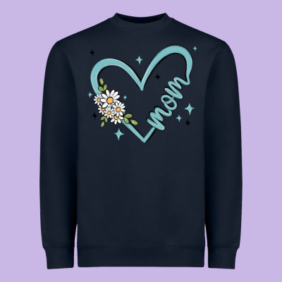 Mom With Heart And Flowers Heavyweight Sweatshirt Designed By Maliassmallbusiness
