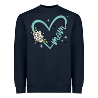 Navy mom with heart and flowers Heavyweight Sweatshirt - MaliasSmallBusiness