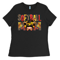 Black softball mom messy bun Ladies Tee - Zillion Design Studio