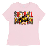 Softball Mom Messy Bun Ladies Tee | Teevron