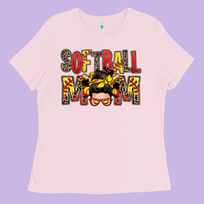 Softball Mom Messy Bun Ladies Tee Designed By Zillion Design Studio
