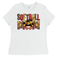 White softball mom messy bun Ladies Tee - Zillion Design Studio