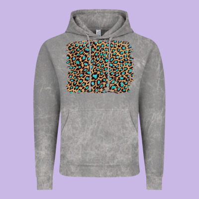 Leopard With Turquoise Glitter Vintage Hoodie Designed By Artiststas