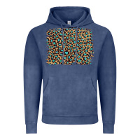 Vintage Denim leopard with turquoise glitter Vintage Hoodie - Artiststas