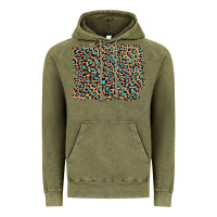 Vintage Olive leopard with turquoise glitter Vintage Hoodie - Artiststas