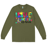 Army Green love needs no words autism Long Sleeve Tee - MaliasSmallBusiness