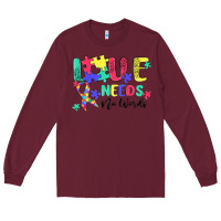 Burgundy love needs no words autism Long Sleeve Tee - MaliasSmallBusiness