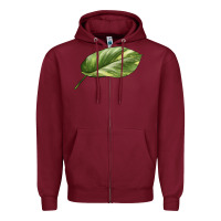 Burgundy Golden Pothos Leaf Zipper Hoodie - LillyAllenDesigns