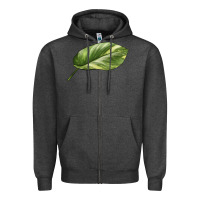 Charcoal Heather Golden Pothos Leaf Zipper Hoodie - LillyAllenDesigns