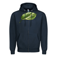 Navy Golden Pothos Leaf Zipper Hoodie - LillyAllenDesigns