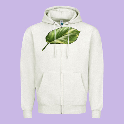 Golden Pothos Leaf Zipper Hoodie Designed By Lillyallendesigns