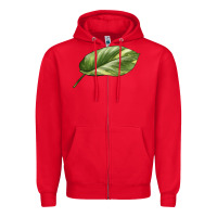 Red Golden Pothos Leaf Zipper Hoodie - LillyAllenDesigns