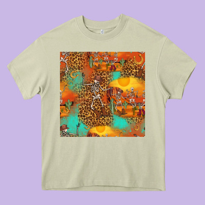 Western Skeleton Seamless Pattern Heavy Core Tee Designed By Hra Design Shop