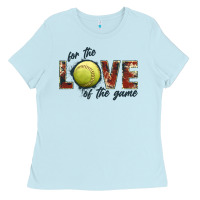 Baby Blue softball love of the game Ladies Tee - JahusDesignShop