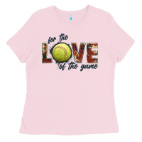Bubblegum Pink softball love of the game Ladies Tee - JahusDesignShop