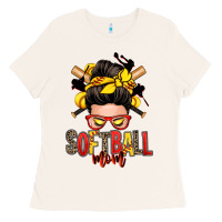 Softball Mom Messy Bun Ladies Tee | Teevron