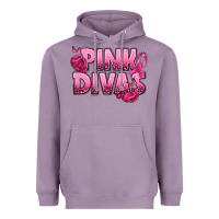 Lavender Pink Divas Breast Cancer Heavyweight Hoodie - NancyCooperArtShop