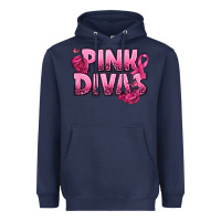 Navy Pink Divas Breast Cancer Heavyweight Hoodie - NancyCooperArtShop