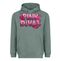 Sage Pink Divas Breast Cancer Heavyweight Hoodie - NancyCooperArtShop