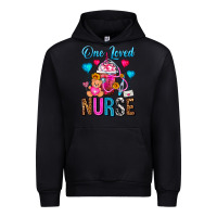 Black One Loved Nurse Valentines Day Frappe Coffee Urban Hoodie - FaDigitalArtStudio