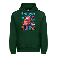 Forest Green One Loved Nurse Valentines Day Frappe Coffee Urban Hoodie - FaDigitalArtStudio