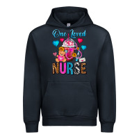 Navy One Loved Nurse Valentines Day Frappe Coffee Urban Hoodie - FaDigitalArtStudio