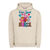 Pigment French Oak One Loved Nurse Valentines Day Frappe Coffee Urban Hoodie - FaDigitalArtStudio