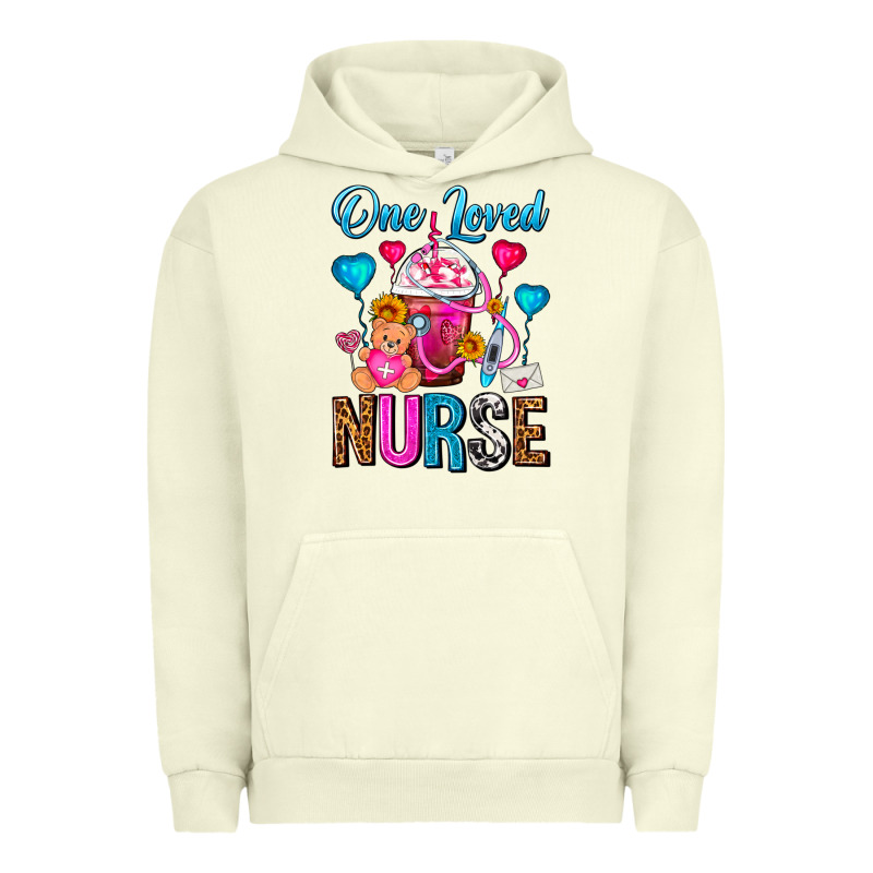One Loved Nurse Valentines Day Frappe Coffee Urban Hoodie by FaDigitalArtStudio | Teevron
