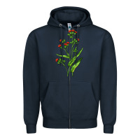 Navy Tassel Flower Illustrations Zipper Hoodie - LillyAllenDesigns