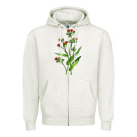 Oatmeal Heather Tassel Flower Illustrations Zipper Hoodie - LillyAllenDesigns