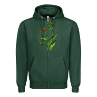 Sports Green Tassel Flower Illustrations Zipper Hoodie - LillyAllenDesigns
