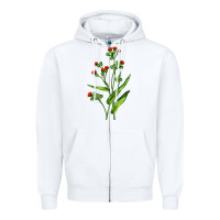 White Tassel Flower Illustrations Zipper Hoodie - LillyAllenDesigns