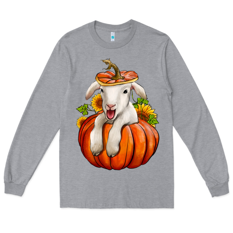 Fall Pumpkin Lamb Nancy Cooper Long Sleeve Tee by NancyCooperArtShop | Teevron